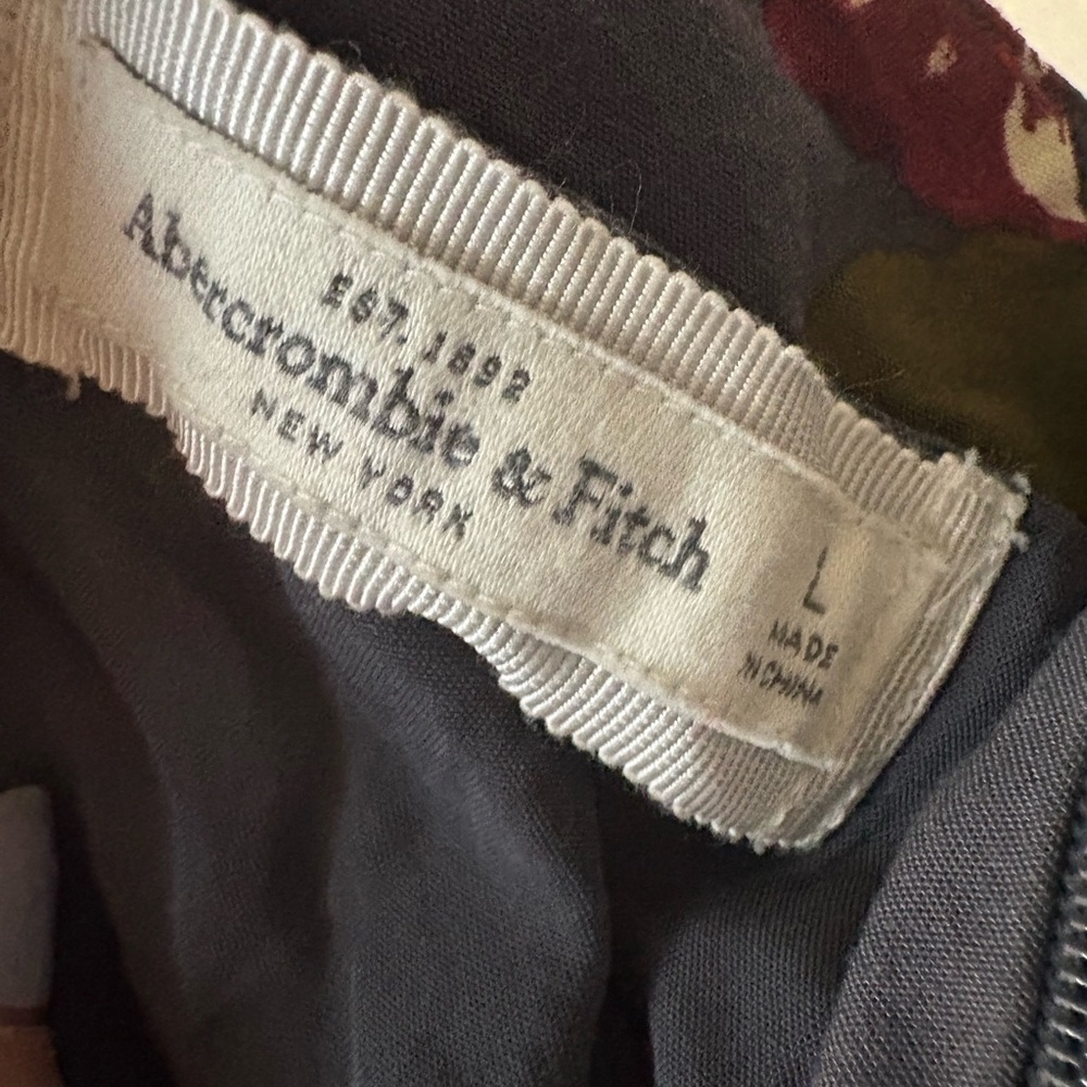 Abercrombie & Fitch Grey Floral one piece jumpsuit size L Pockets Side Zipper - Picture 13 of 13